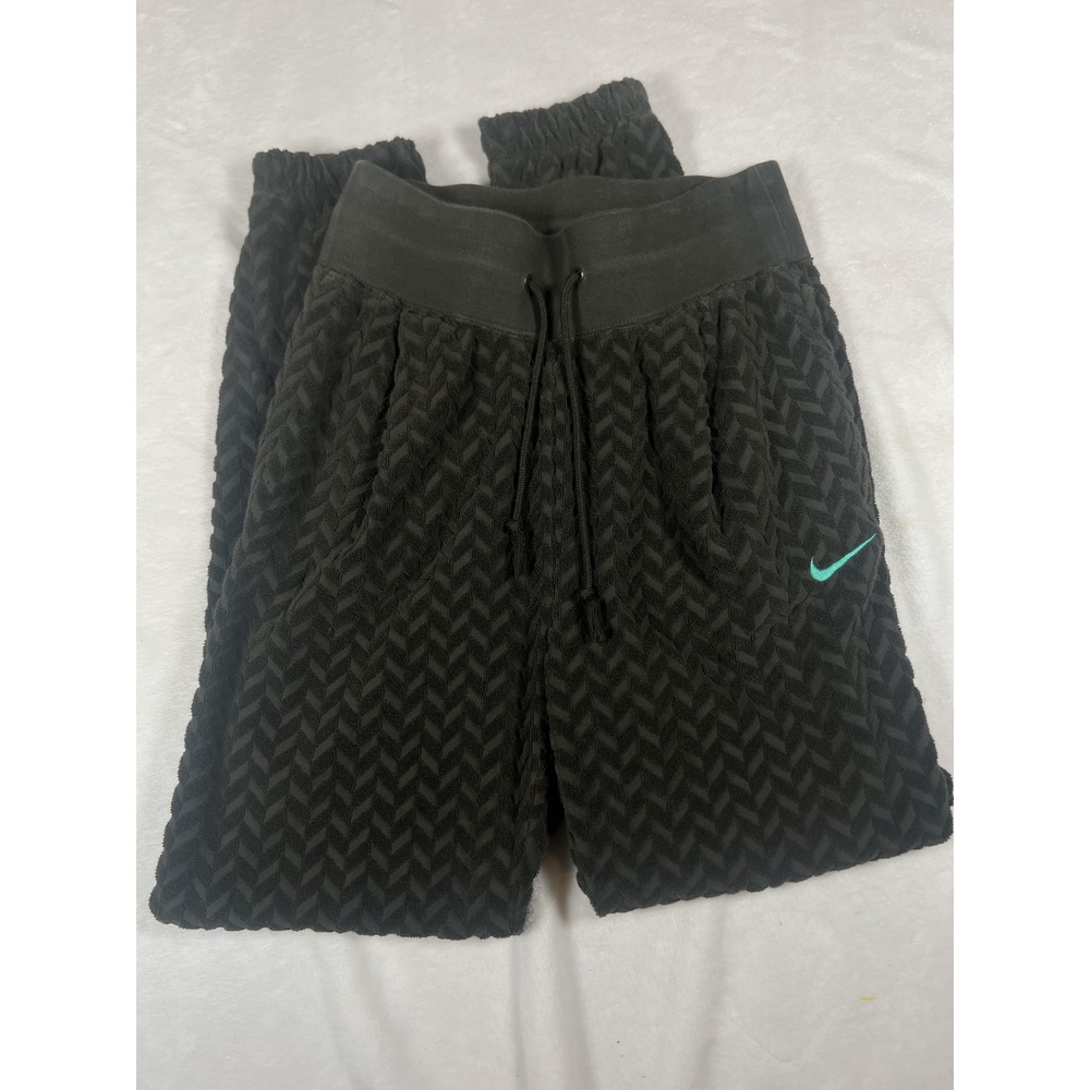 Nike Pants Mens Small Gray Chevron Fleece Joggers Textured Swoosh Logo Athletic